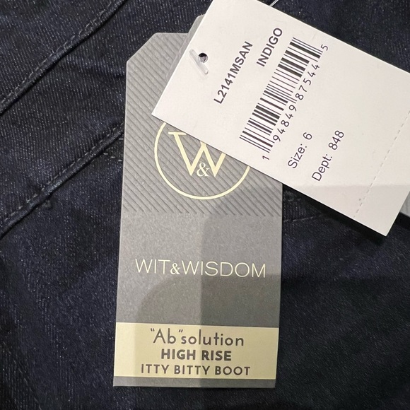#24 ☑️Wit & Wisdom /Democracy Indigo HighRise Itty Bitty Boot Ab Solutions Jean - Picture 12 of 15